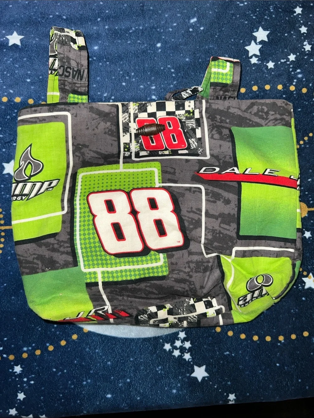 Nascar Kids Tote Bag in Green, Black & Red with 88 Racing Graphics